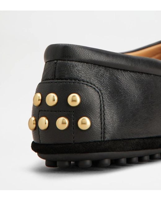 Tod's Black Leather Ballets Flat With Gommino