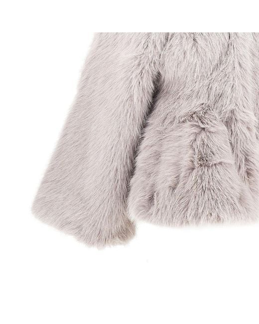 ROTATE BIRGER CHRISTENSEN Gray Faux Fur Flared Jacket