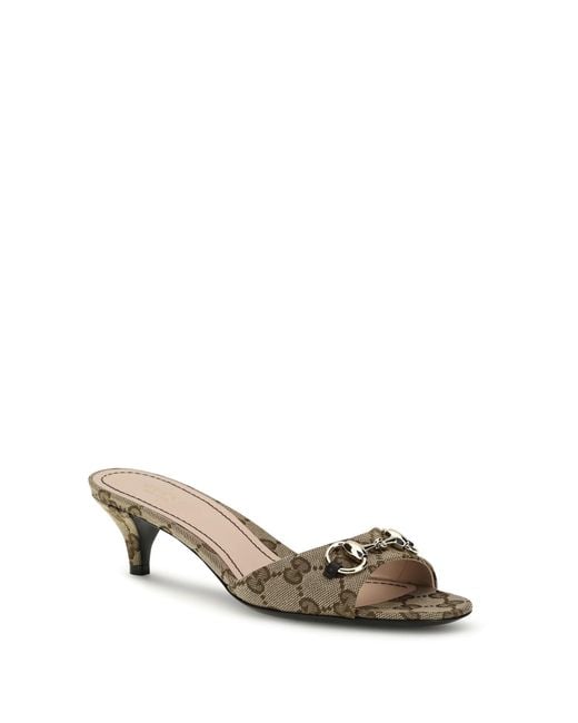 Gucci Metallic Slider Sandals With Buckle