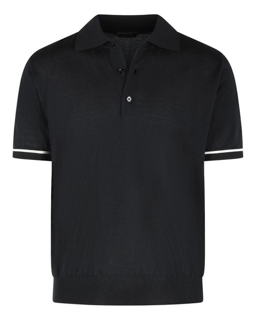 Men's Black Cashmere And Silk Polo Shirt