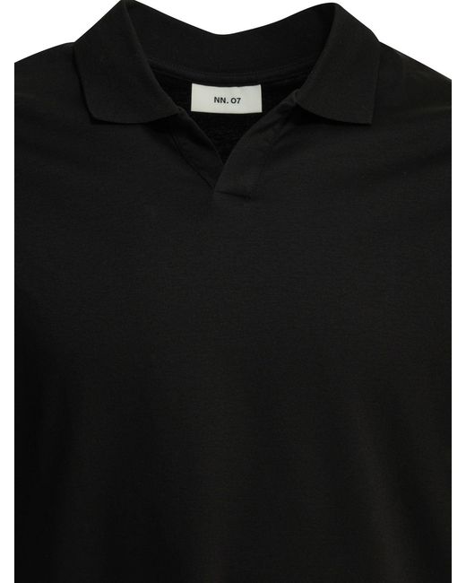 NN07 Black "Paul" Buttonless Polo Shirt for men