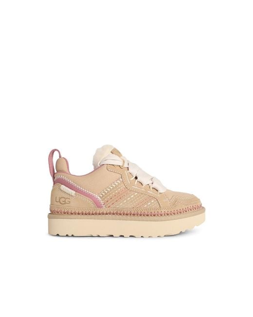 Ugg Natural 'Lowmel Meadow' Sand Suede Blend Sneakers