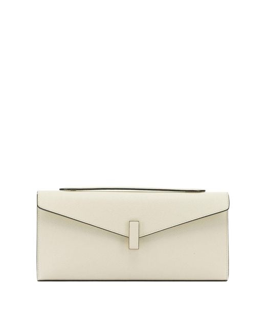 Valextra Natural "Isis" Clutch With Shoulder Strap