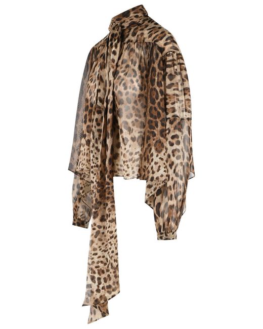 Dolce & Gabbana Natural Dolce & Gabbana Leopard Print Silk Shirt