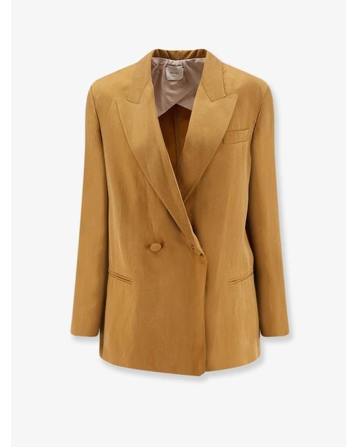 Alysi Natural Blazer Double-Breasted Lyocell-Linen