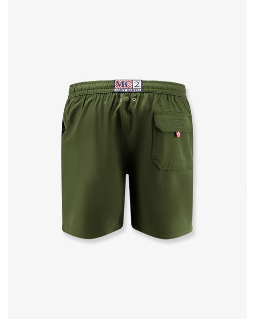 Mc2 Saint Barth Green Comfort Recycled Nylon Swim Trunks for men
