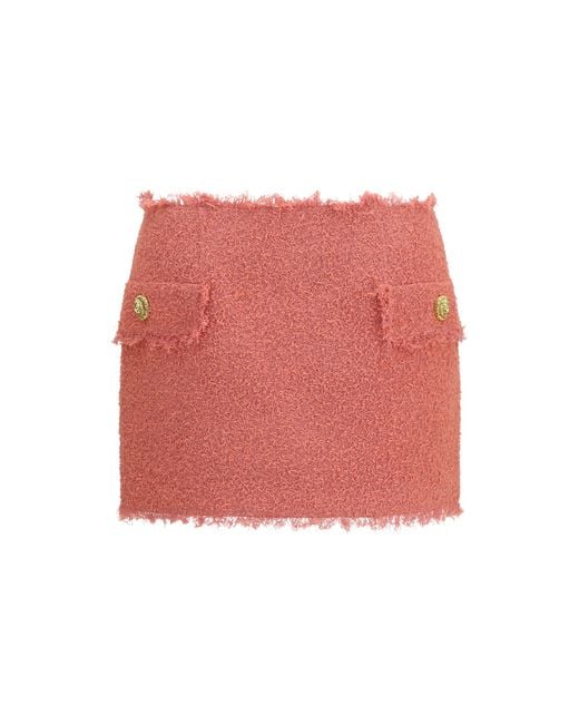 Balmain Red Tweed Mini Skirt