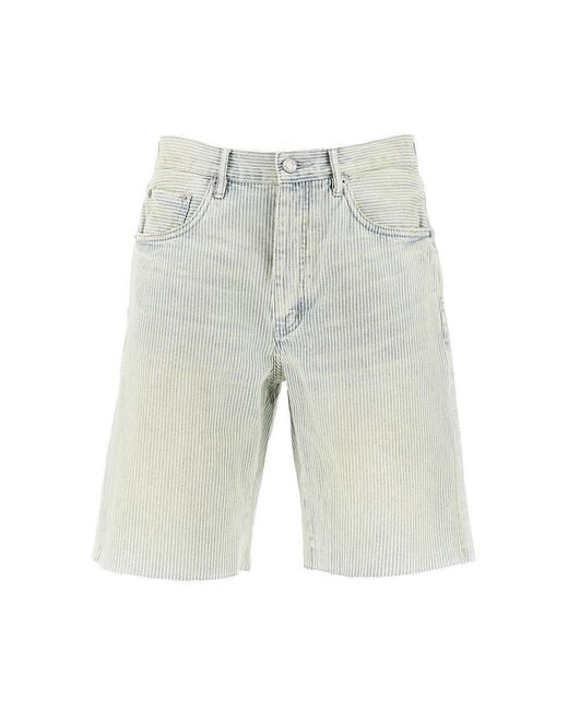 Purple Brand Gray 'P059' Striped Denim Shorts for men