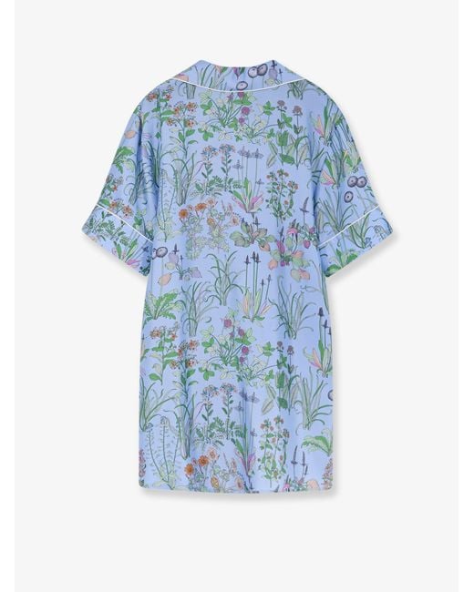 Gucci Blue Printed Silk Shirt
