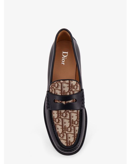 Dior Black Dior Leather Loafers With Dior Oblique Detail for men
