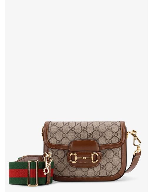Gucci Brown Coated Canvas Horsebit 1955 Crossbody Bag With Gg Supreme Motif