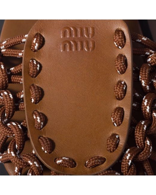 Miu Miu Brown Leather And Cord Sandals