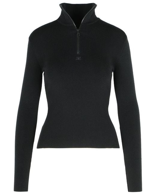 Courreges Black Merino Wool Sweater