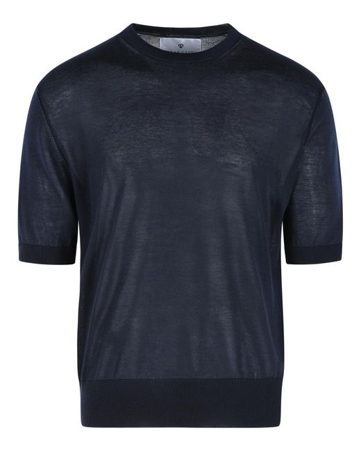 Seven Gauge Blue Lyocell Sweater for men