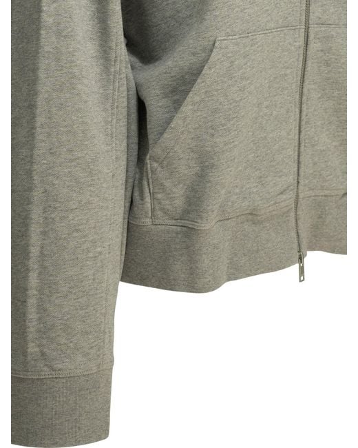 Ganni Gray Sweatshirt With Zipper And Logo
