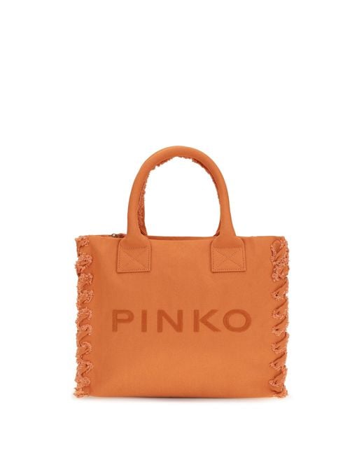 Pinko Orange Canvas Tote Bag Arancio Bruciato
