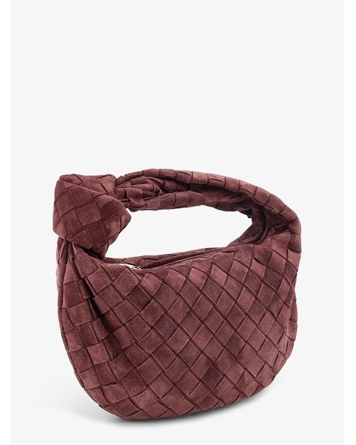 Bottega Veneta Purple Mini Jodie Intrecciato Suede Handbag
