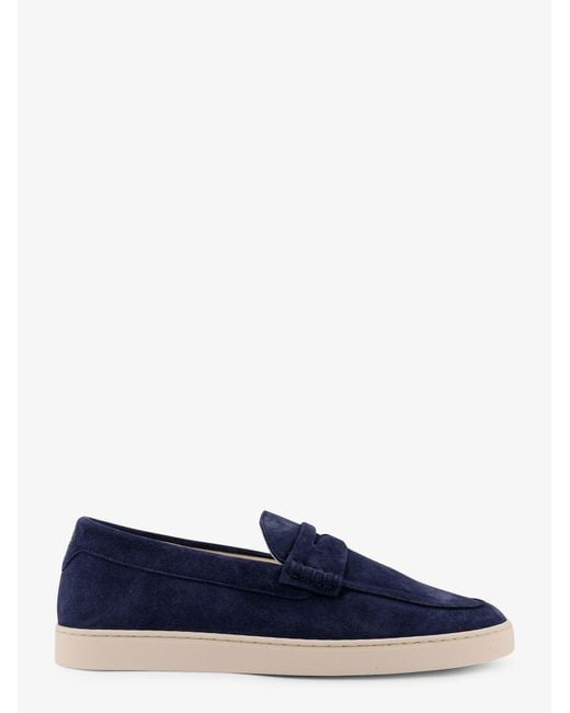 Brunello Cucinelli Blue Flat Shoes Suede for men