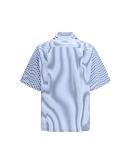 Dolce & Gabbana Blue Dolce & Gabbana Striped Poplin Hawaii Shirt for men