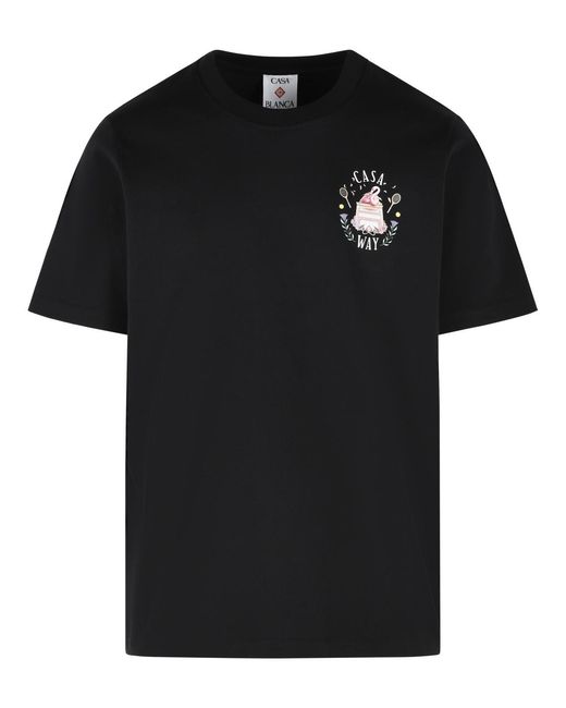 Casablanca Black 'Casaway' Cotton T-Shirt for men
