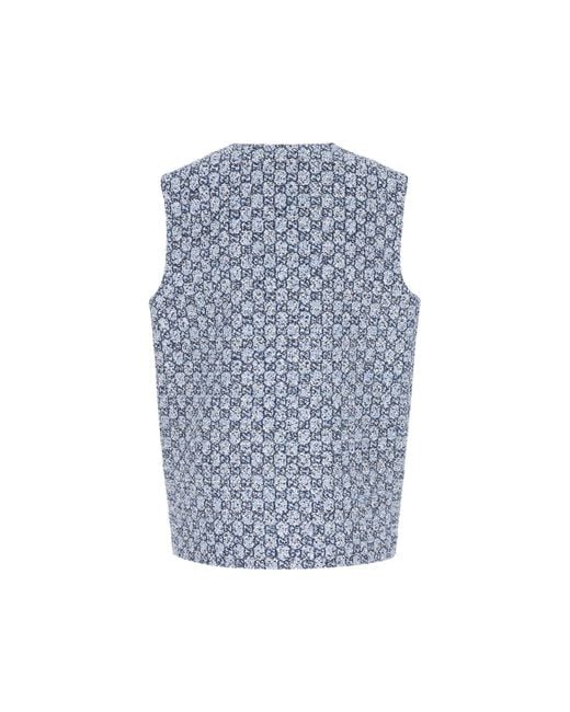 Gucci Blue Cotton Gg Sleeveless Vest
