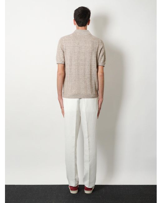Brunello Cucinelli Multicolor Linen And Cotton Blend Polo Shirt for men
