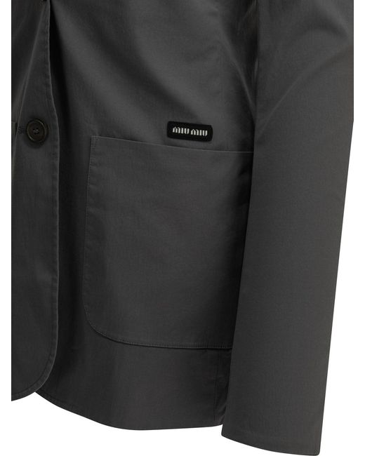 Miu Miu Black Stretch Blazer With Logo