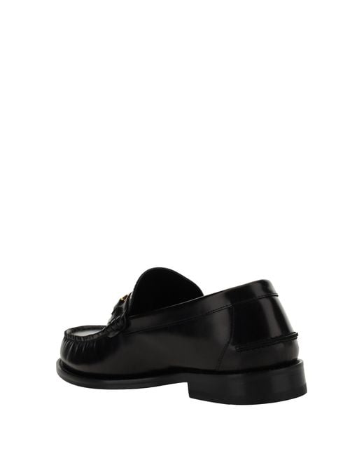 Versace Black Leather Loafers for men