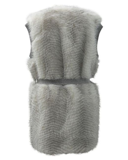 Max&Moi Gray Reversible Sleeveless Jacket With Belt