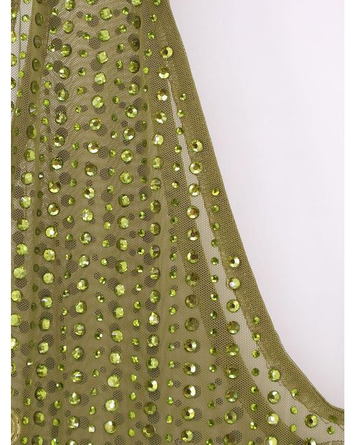 VENUJA Green Short Dress Rhinestones