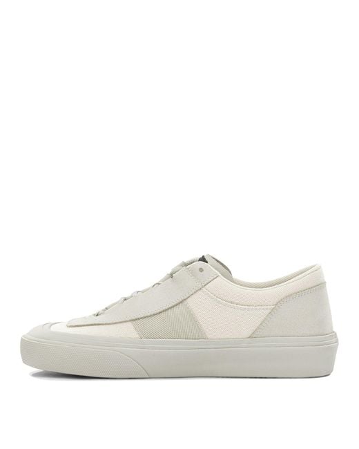 Stone Island White Low-Top Sneakers Made Of Suede And Canvas for men