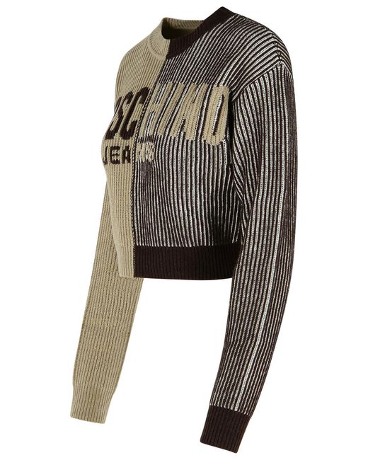 Moschino Gray Two Tone Cashmere Blend Sweater