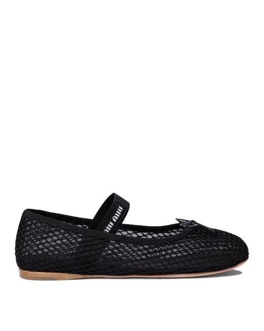 Women's Black Mesh Fabric Ballet Flat