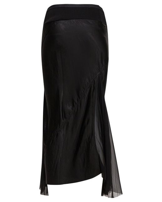 Rick Owens Black Bias Midi Skirt