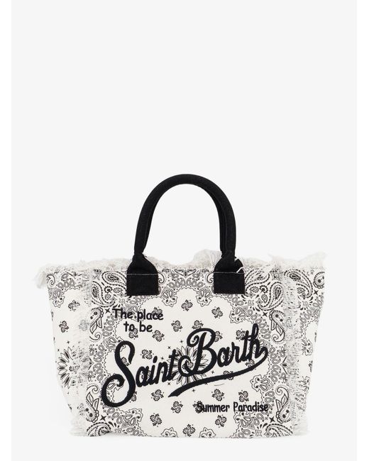 Mc2 Saint Barth White Vanity Canvas Shoulder Bag