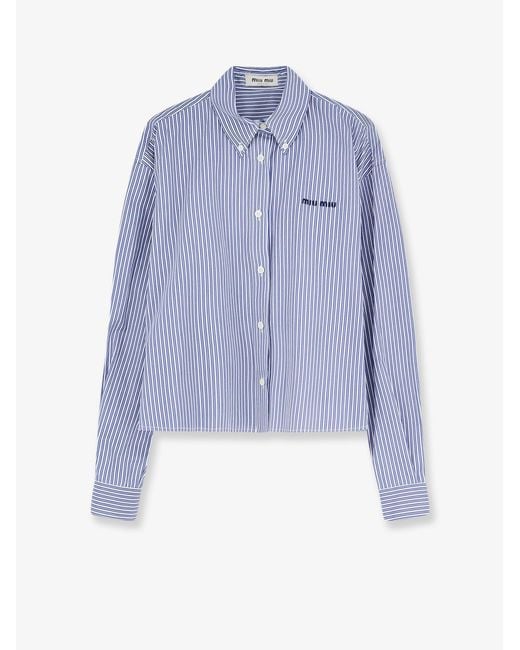 Miu Miu Blue Striped Cotton Shirt