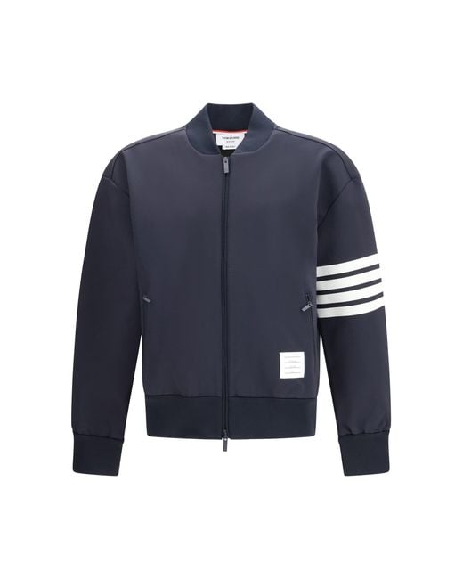 Thom Browne Blue Zipped Bomber Jacket for men