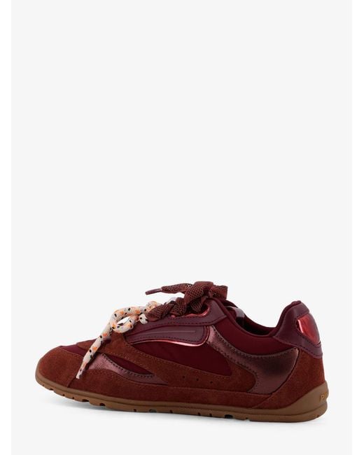 Pinko Red Yulia Suede Sneakers With Nylon Inserts