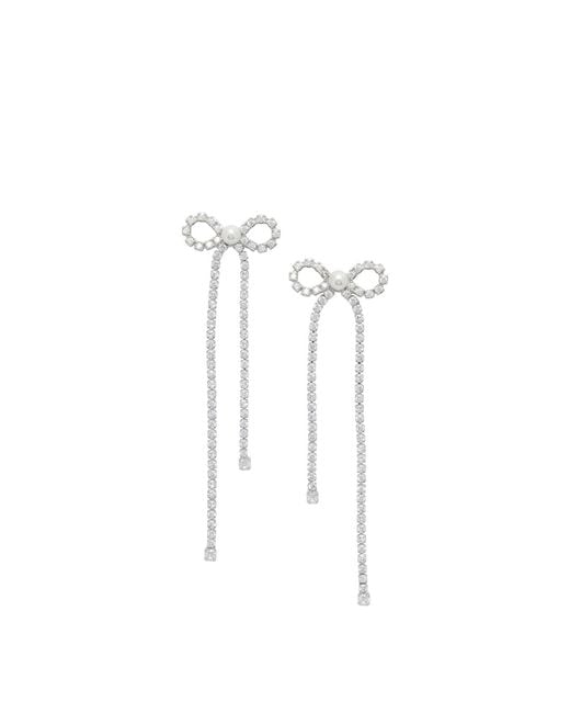 Self-Portrait White Bow Earrings With Crystals