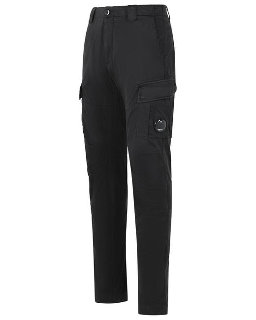 C P Company Black Cotton Trousers for men