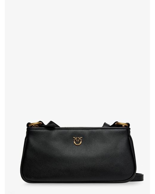 Pinko Black Mini Half Moon Leather Crossbody Bag