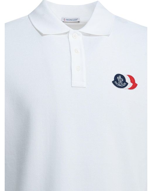 Moncler White Polo Shirt With Buttons And Logo for men