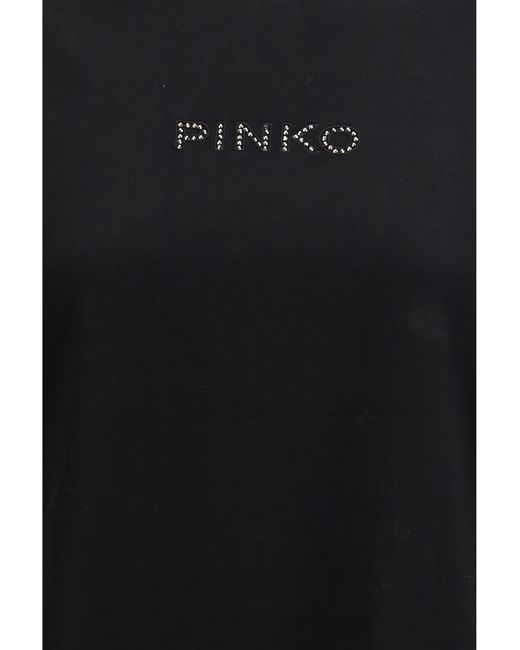 Pinko Black T-Shirt With Rhinestones