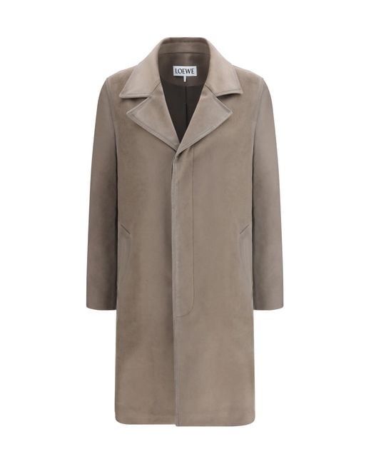 Loewe Gray Single-Breasted Brushed Cotton-Blend Fustian Coat for men