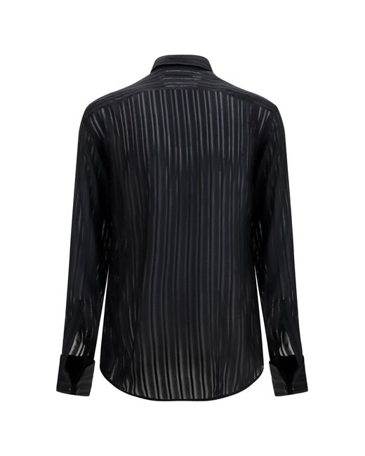 Gucci Blue Striped Silk Gauze Shirt for men