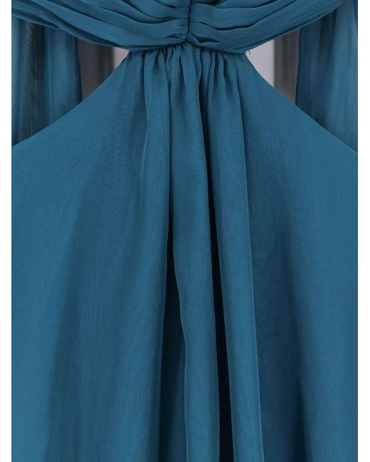 retroféte Blue Chiffon Dress