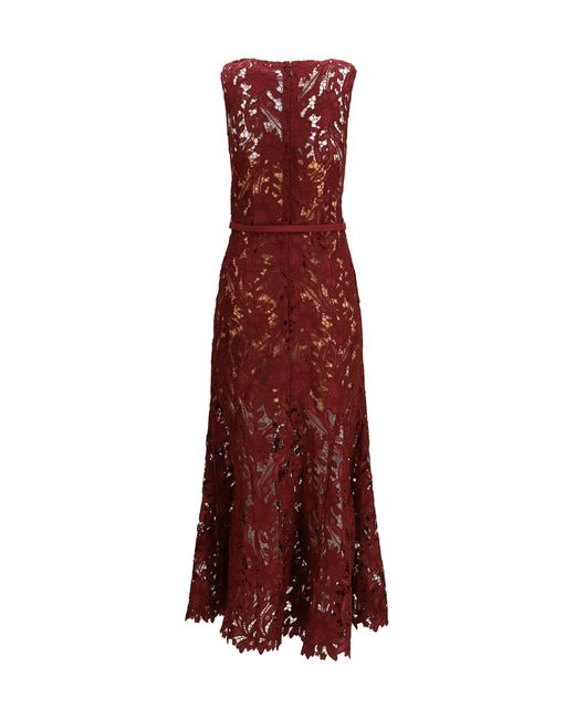 Self-Portrait Purple Guipure Lace Midi Dress