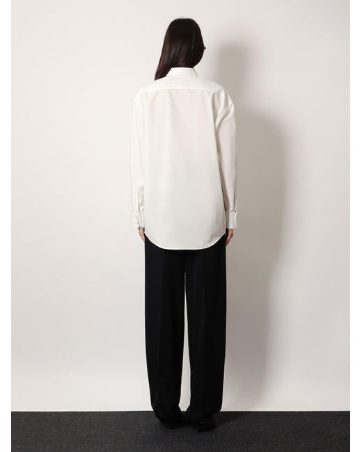 Saint Laurent White Certified Cotton Shirt With Monogram Embroidery