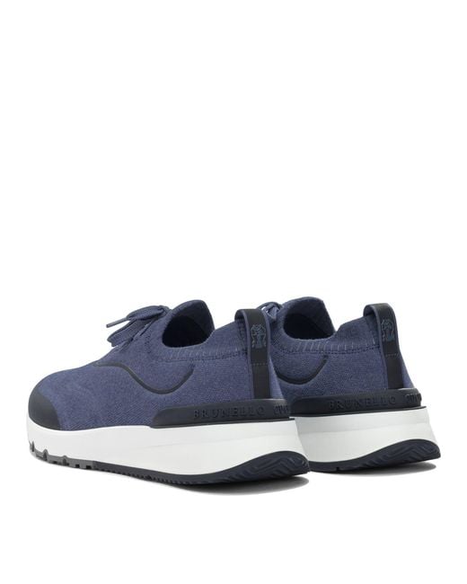 Brunello Cucinelli Blue Low Sneakers for men