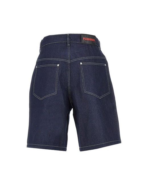 Pleasures Blue 'Sjull' Denim Shorts for men